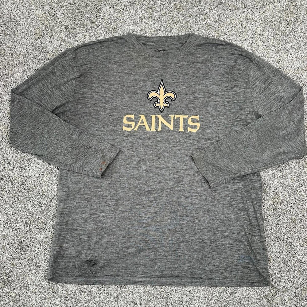 NFL Team Apparel Long Sleeve Shirt Saints Football Zubas Grey Flaws Medium